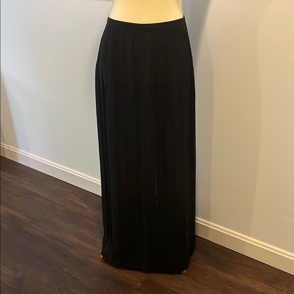 NORTON McNAUGHTON BLACK PLEATED MAXI LENGTH SKIRT/ SIZE 6/ 36” L